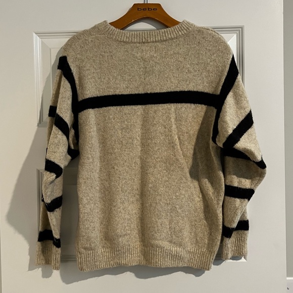 For The Republic Cream Black Stripe Sweater Size Small - Picture 2 of 4
